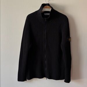 Stone Island Wool Driver's Knit Zip Cardigan Black Size XXL